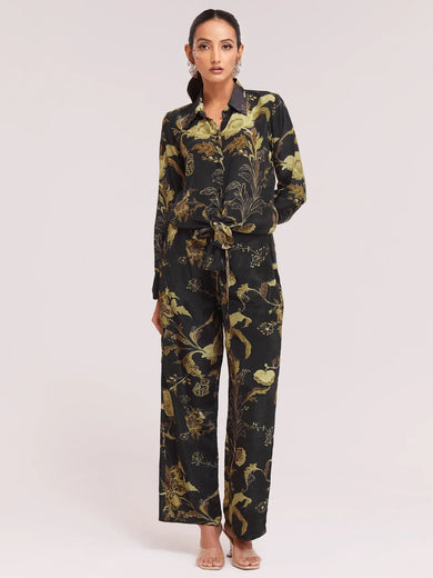 Attractive Black Color Digital Printed Crepe Casual Wear Co-Ord Set